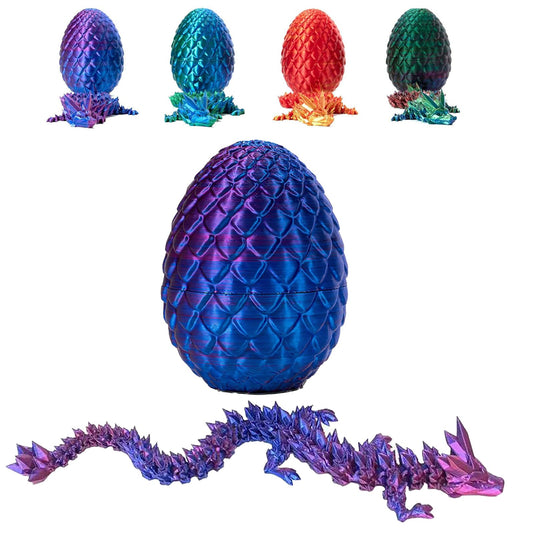 3D Printed Dragon Egg, 3D Printed Articulated Dragon with Dragon Inside, Crystal Dragon Fidget Toy Adults Fidget Toys Mystery Dragon Egg for Autism/ADHD